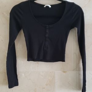 WOMEN'S H&M BLACK CROP TOP T SHIRT
